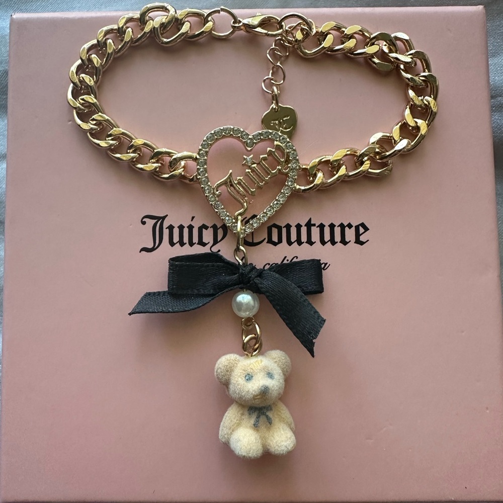 Juicy Couture Gold Chain Bracelet with Bear Charm
